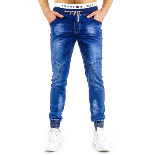 Spodnie joggery męskie jeansowe (ux0568) dstreet niebieski bawełna