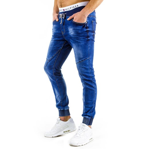 Spodnie joggery męskie jeansowe (ux0568) dstreet granatowy elastan