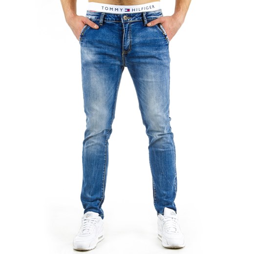 Spodnie jeansowe męskie (ux0573) dstreet niebieski bawełna