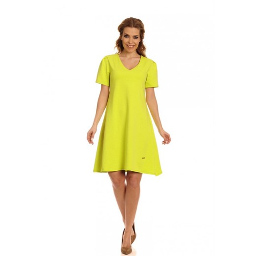 Lemoniade Rozkloszowana trapezowa midi sukienka GLAMOUR Eveline limonka arkanymody zielony bawełna