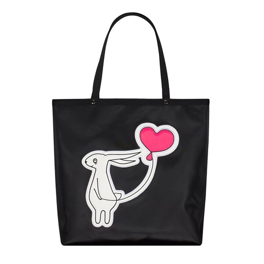 Torba shopper z haftem (królik z sercem różowym) Goshico czarny OneSize showroom.pl