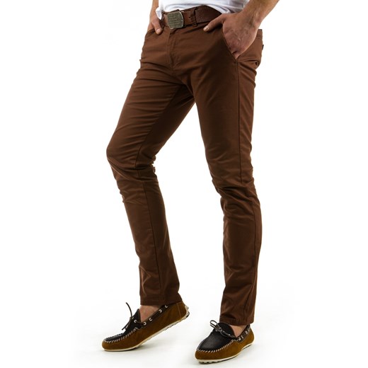 Spodnie męskie chinos brązowe (ux0557) bialy  s35 DSTREET