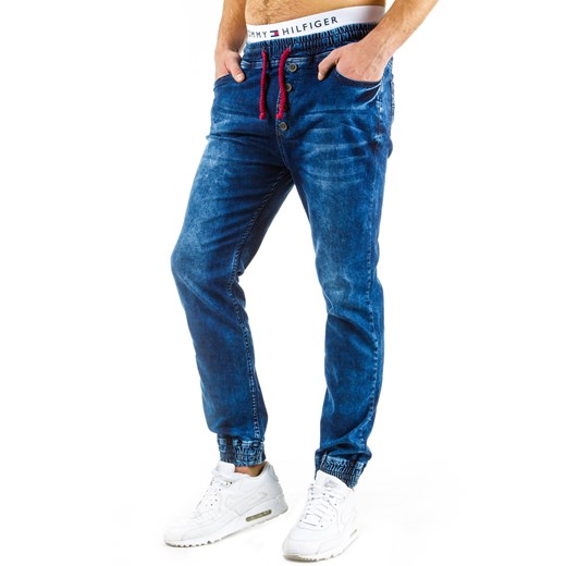 Spodnie joggery męskie (ux0607)  niebieski S DSTREET