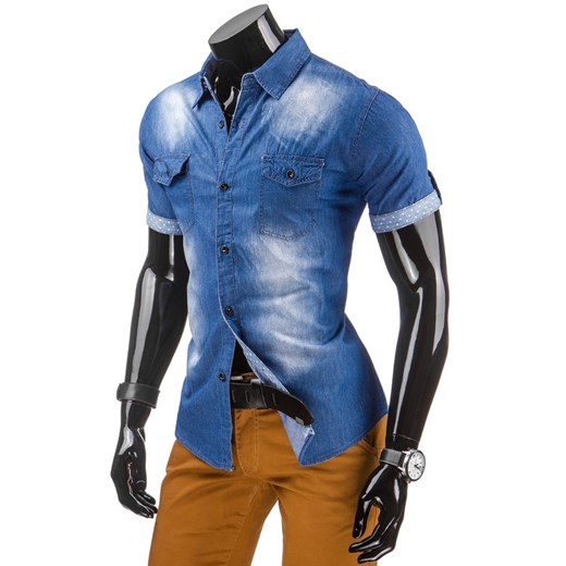 Koszula jeansowa z krótkim rękawem (kx0616)   XL DSTREET