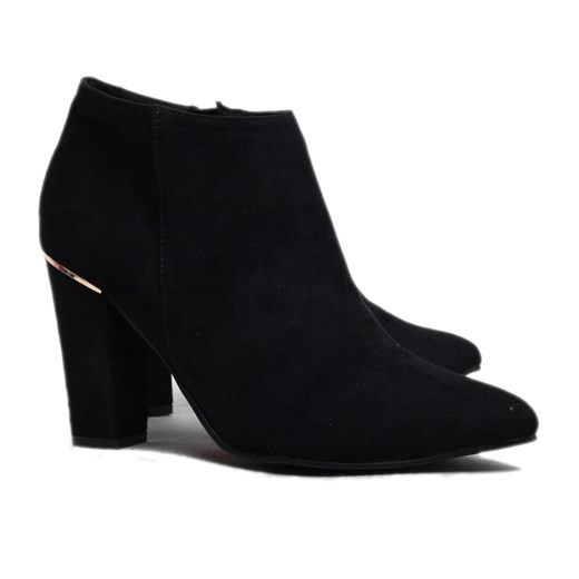 Botki Zamszowe Czarne Złoty Dodatek Vices Woman czarny 41 Style4You wyprzedaż 