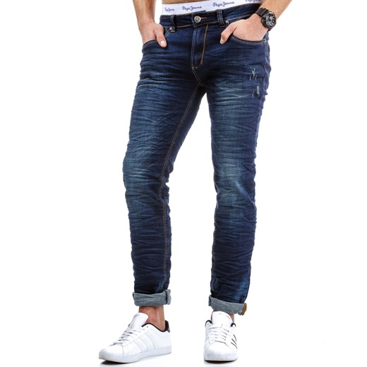 Spodnie jeansowe męskie granatowe (ux0085)  czarny S30 DSTREET