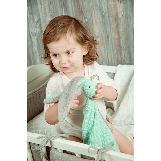 Króliczek Rubuś blady róż Molomoco zielony OneSize kids.showroom.pl