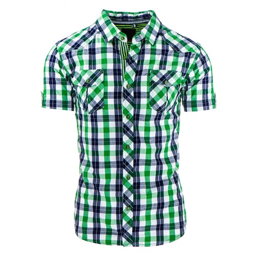 Koszula męska zielono-granatowa (kx0651)  zielony 3XL DSTREET