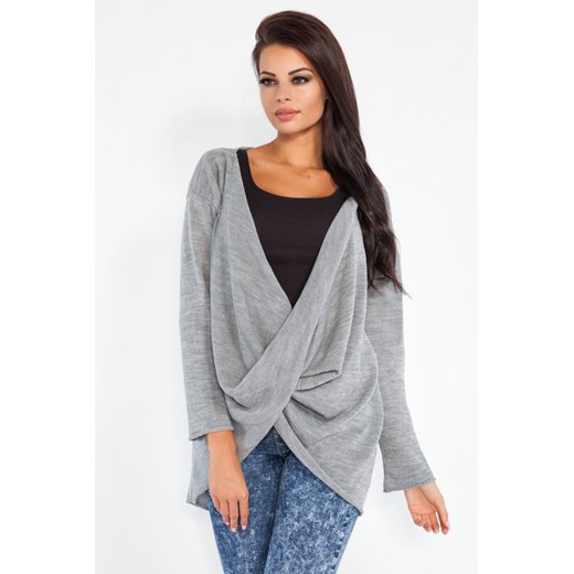 Sweter Przekładany [F208] FOBYA szary  S/M vein.pl
