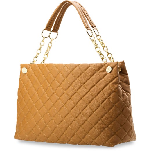 TOREBKA DAMSKA SHOPPER BAG PIKOWANA ŁAŃCUCH NITY - CZARNA zolty world-style.pl