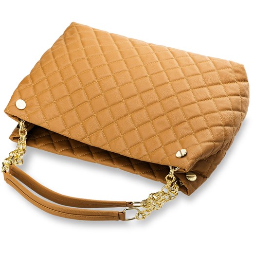TOREBKA DAMSKA SHOPPER BAG PIKOWANA ŁAŃCUCH NITY - CZARNA zolty world-style.pl