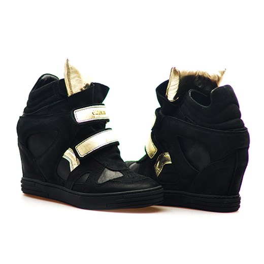 Sneakersy Carinii B3399-360-E50-180-A32 Czarne/Złote Nubuk  Carinii  Arturo-obuwie