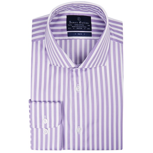 Violet Stripes Two-Ply Twill Slim Fit Shirt
