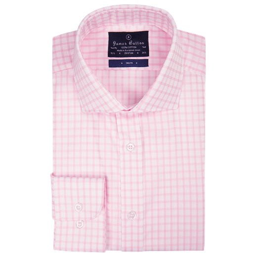 Check Pink Two-Ply Cotton Luxury Twill Slim Fit Shirt