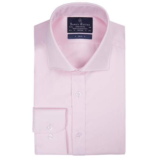Plain Pink Two-Ply Cotton Luxury Twill Slim Fit Shirt