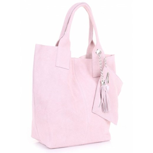 Shopperbag Skóra naturalna Zamszowa Genuine Leather pudrowy róż  rozowy  torbs.pl