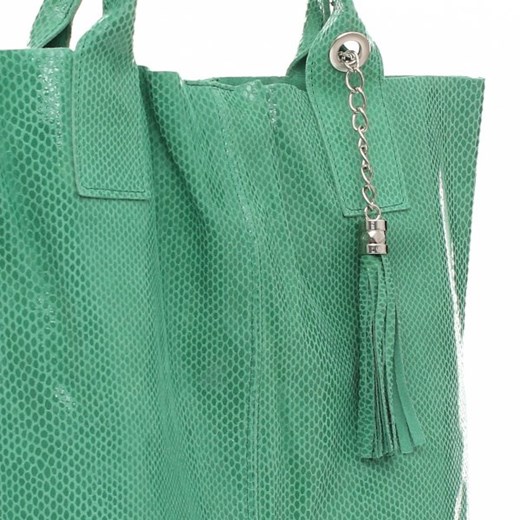 Shopperbag modna torebka Skórzana Lakier Zielona (kolory)