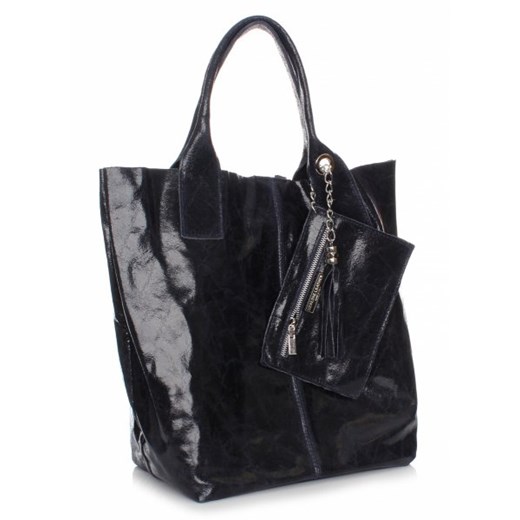 Elegancki Shopperbag Genuine Leather Lakierowana Skóra Granatowa (kolory)
