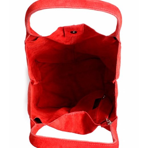 Torebka skórzana typu Shopperbag zamsz naturalny Czerwona (kolory)