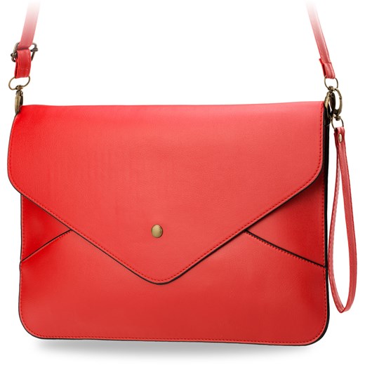 Duża torebka damska kopertówka do ręki na ramię nadgarstek  - czerwony