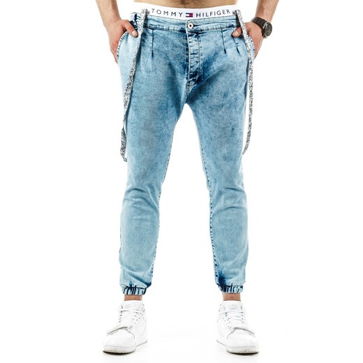 Spodnie joggery męskie niebieskie (ux0670) niebieski Jeans XL DSTREET