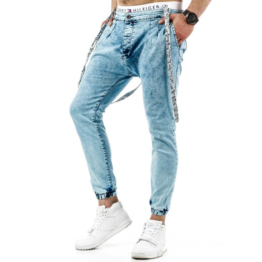 Spodnie joggery męskie niebieskie (ux0670) Jeans niebieski XL DSTREET