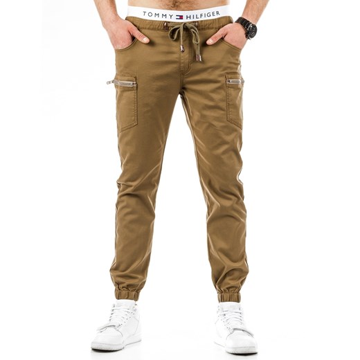 Spodnie męskie jogger chino brązowe (ux0650)  brazowy S30 DSTREET