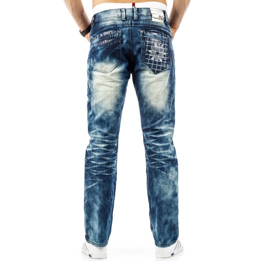 Spodnie jeansowe męskie (ux0662) Jeans zielony s28 DSTREET