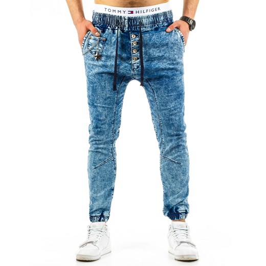 Spodnie joggery męskie niebieskie (ux0675) Jeans niebieski XL DSTREET