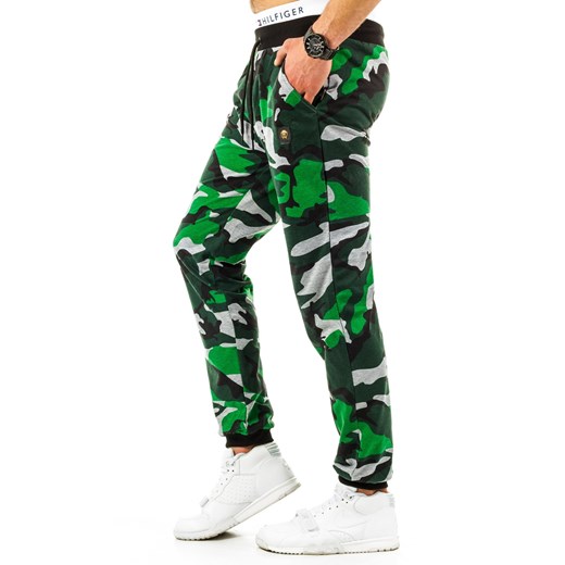 Spodnie męskie dresowe baggy zielone (ux0678)  bialy L DSTREET