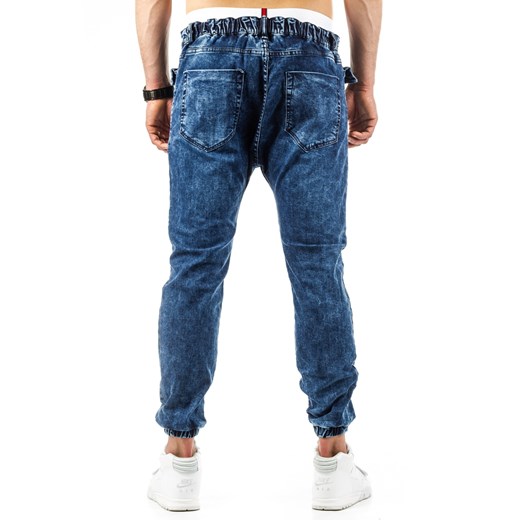 Spodnie joggery męskie granatowe (ux0669) Jeans niebieski S DSTREET