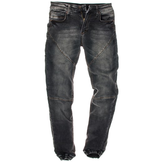 Czarne spodnie jeansowe joggery męskie Denley 1500