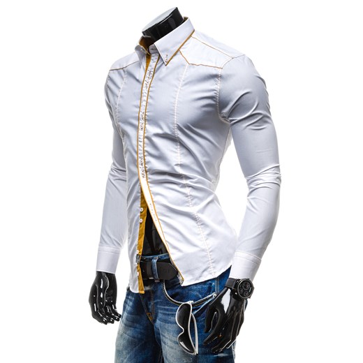 Biała koszula męska elegancka z długim rękawem Denley 4777
