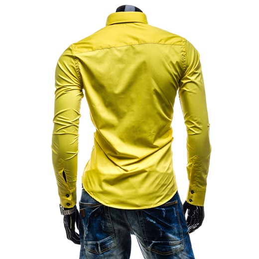 Żółta koszula męska elegancka z długim rękawem Bolf 1721-1