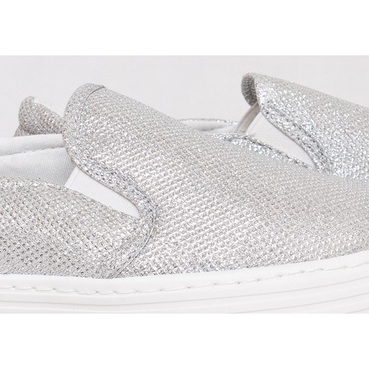 Trampki slip on na platformie /D1-2 Q271 Sx231/ Srebrne szary 39 pantofelek24.pl