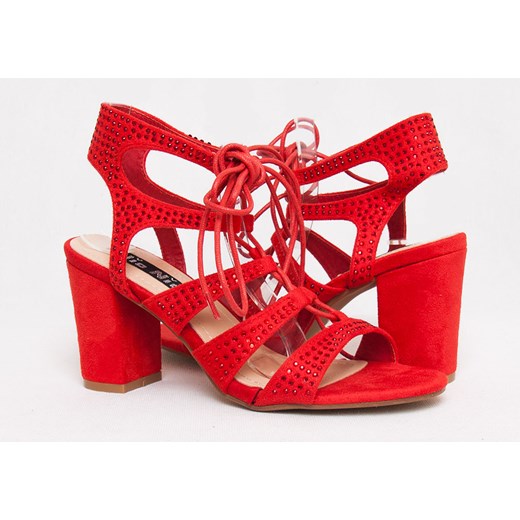 Czerwone sandały z wiązaniami lace up /A2-2 AB21 Sx300/ pomaranczowy  41 pantofelek24.pl