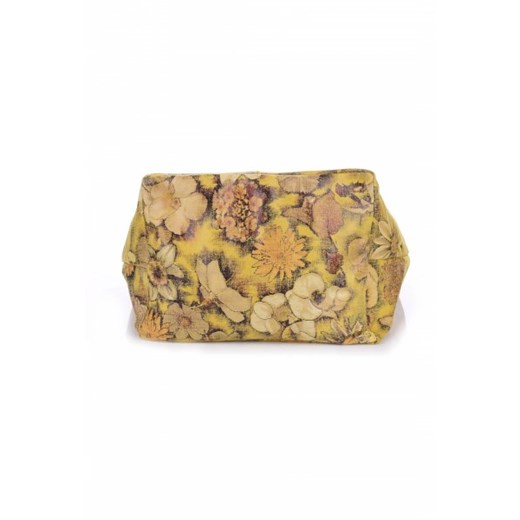 VITTORIA GOTTI Made in Italy Torebka Skórzana Shopper Bag Kwiaty Multikolor - Żółta (kolory) brazowy Vittoria Gotti  PaniTorbalska