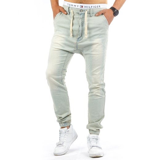 Spodnie joggery męskie białe (ux0691) bialy Jeans s38 DSTREET