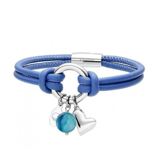 Piękna skórzana bransoletka w kolorze snorkel blue z pierścieniem i charmsami 77-BA333SN Silverado   silverado.pl