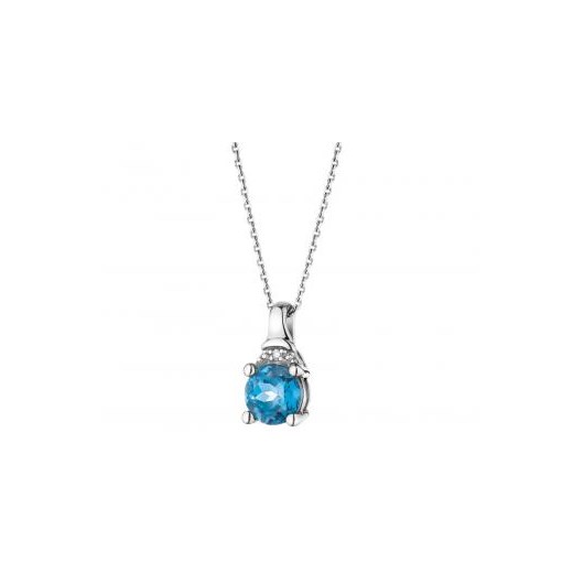 Zawieszka z białego złota z diamentem i topazem (London Blue) Apart