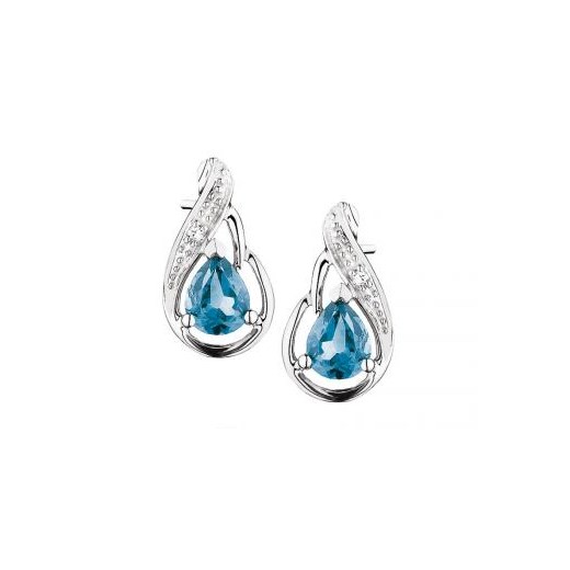 Kolczyki z białego złota z diamentami i topazami (London Blue) Apart niebieski