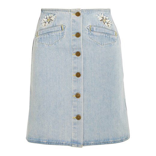 Embroidered denim mini skirt M.i.h Jeans   NET-A-PORTER