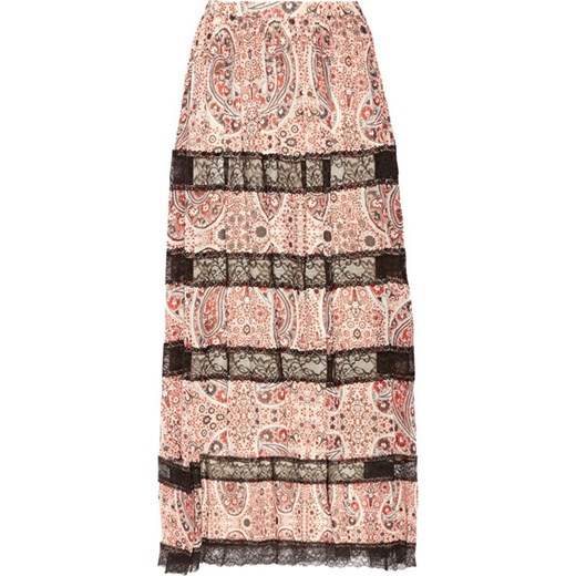 Hetty lace-paneled printed georgette maxi skirt  Alice + Olivia  NET-A-PORTER