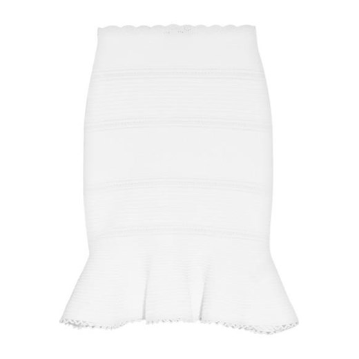 Lace-paneled cotton-blend mini skirt Alexander Mcqueen   NET-A-PORTER