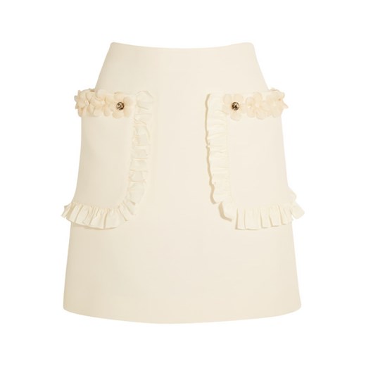 Embellished floral-appliquéd wool and silk-blend crepe mini skirt Fendi   NET-A-PORTER