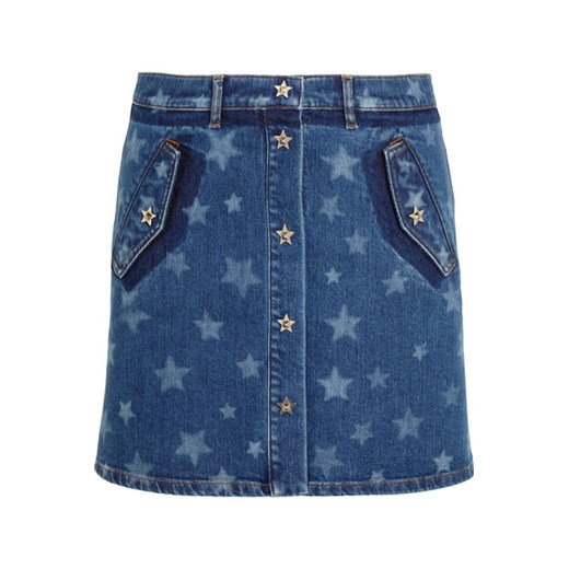 Bleached star-print stretch-denim mini skirt  Valentino  NET-A-PORTER