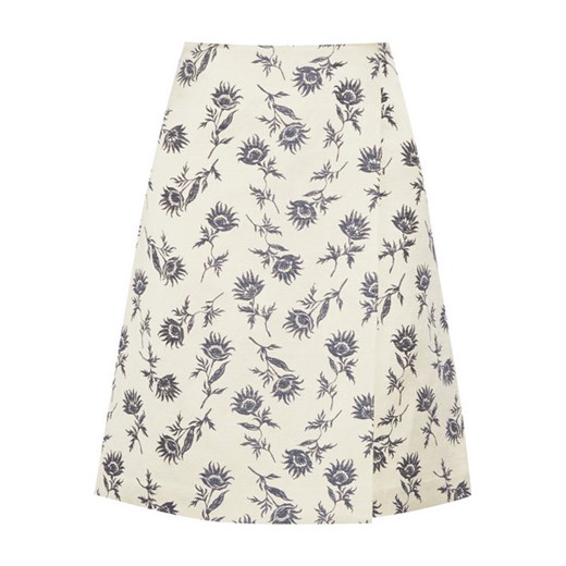 Wrap-effect linen-blend floral-jacquard skirt  Tory Burch  NET-A-PORTER