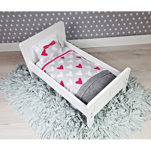 Duże łóżeczko dla lalek + 4 częściowy komplet pościeli Blue Flamingo  OneSize kids.showroom.pl