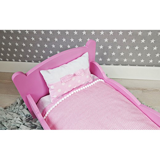Duże różowe łóżeczko dla lalek + 4 częściowy komplet pościeli Blue Flamingo  OneSize kids.showroom.pl
