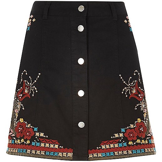 Black embellished festival skirt 